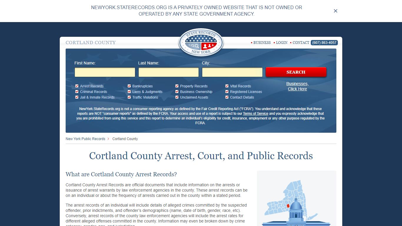 Cortland County Arrest, Court, and Public Records