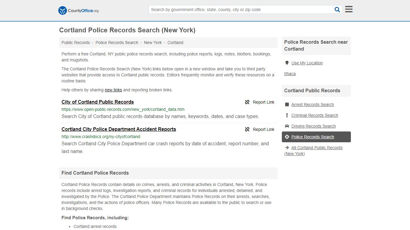 Police Records Search - Cortland, NY (Accidents & Arrest Records)