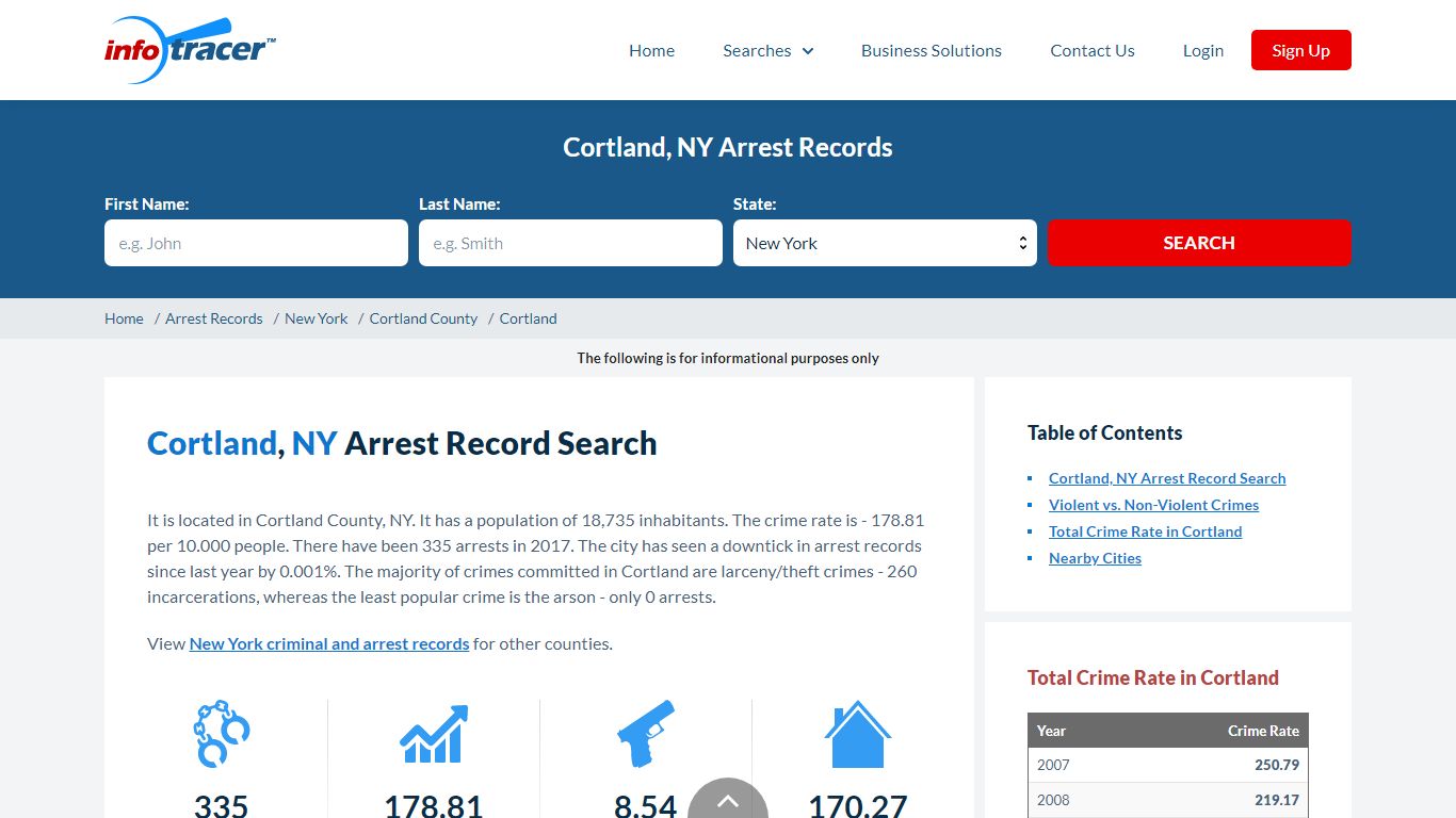 Search Cortland, NY Arrest Records Online - InfoTracer