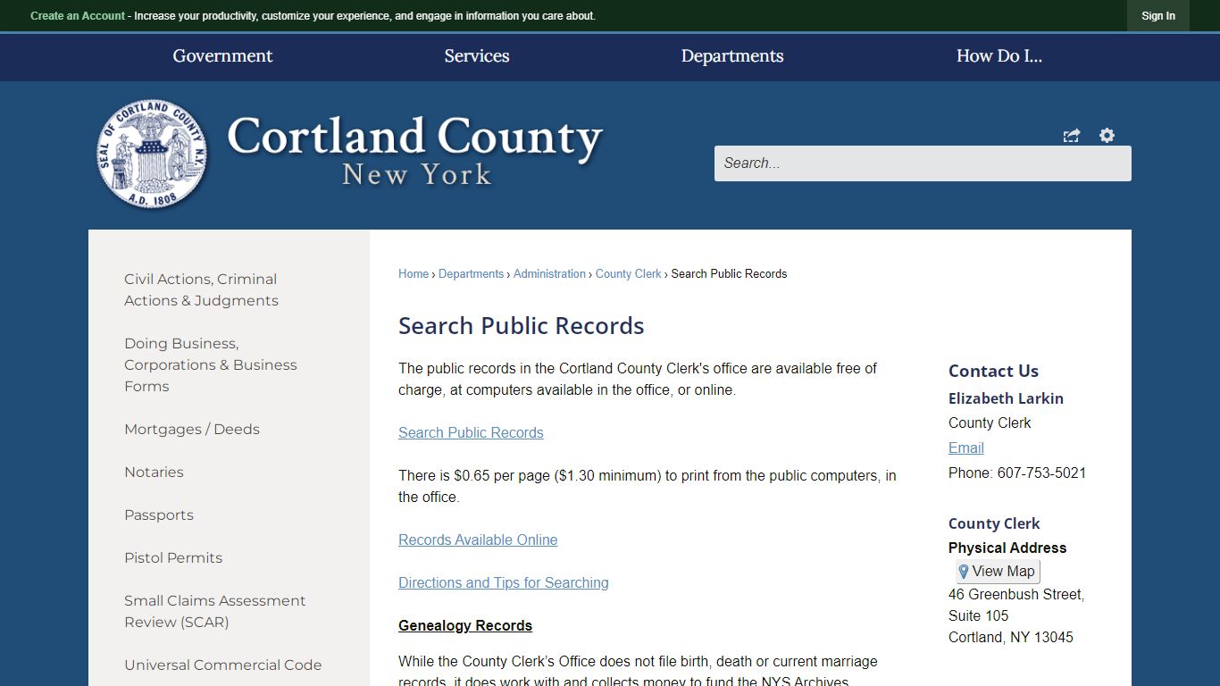 Search Public Records | Cortland County, NY